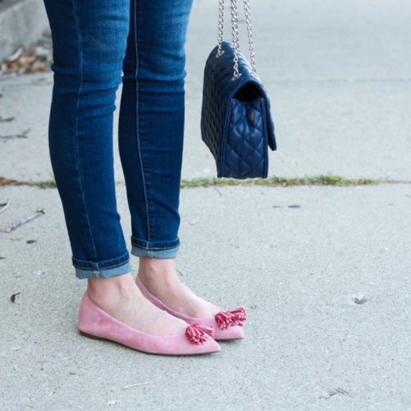 J.CREW NWT Pink Lottie Tassel Flats SUEDE LEATHER - Picture 4 of 9